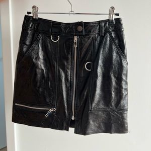 Genuine Patent Leather Skirt With Silver Hardware